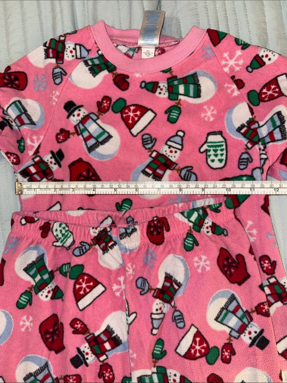 Pink Winter Snowman Fleece Pajama Set